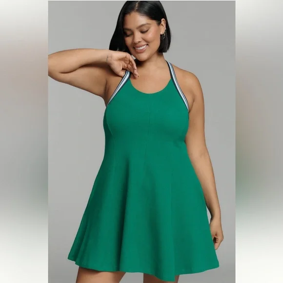 Anthropologie Kelly Green Crisscross Halter Mini Dress NWT M Athleisure Varsity - Picture 5 of 12